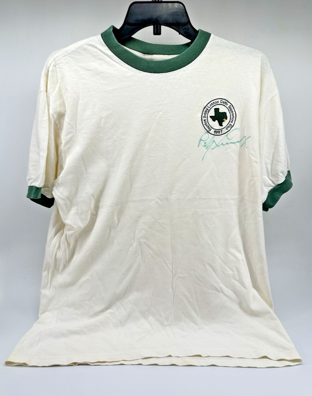 Signed Celtic Supporters Club Bobby Lennox T-Shirt Anvil Vintage Style 1997